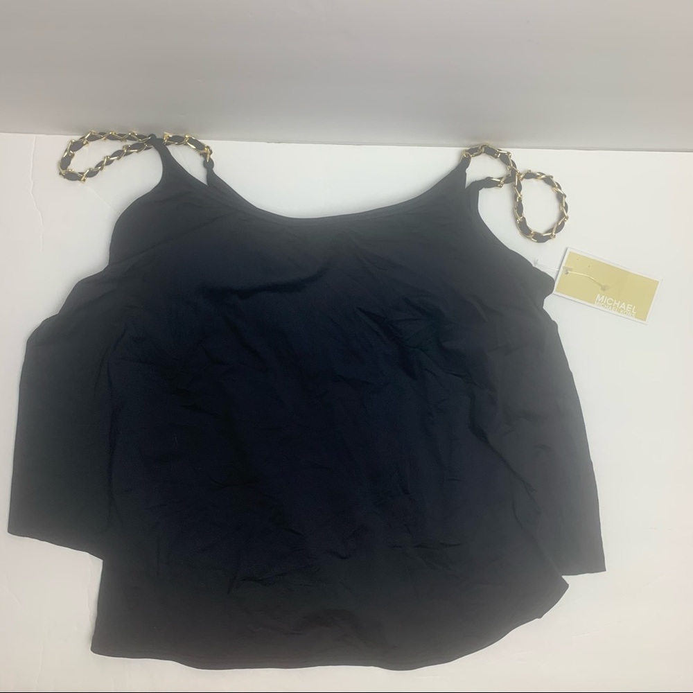 🔥MICHAEL KORS🔥Swim Layered Tankini Swimsuit Top Black Small NWT - Picture 3 of 5